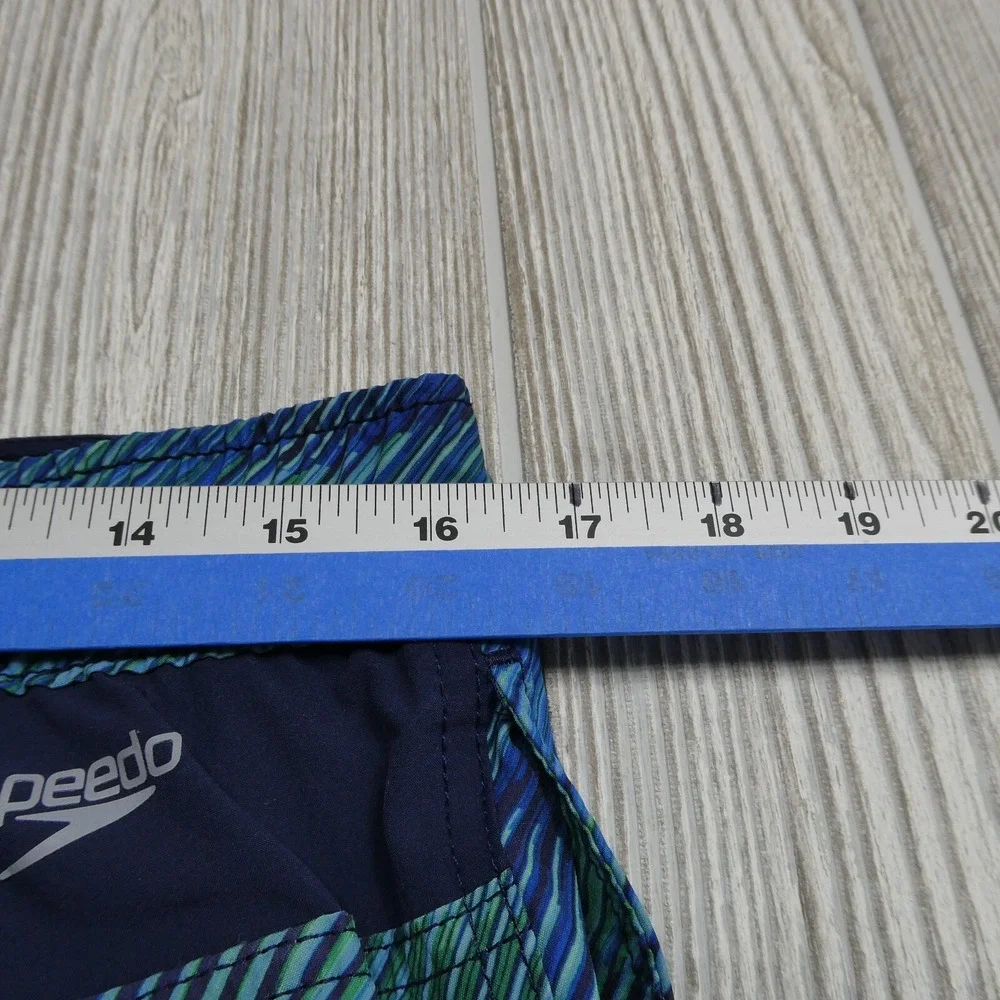 Speedo Swim Trunks‎ Adult Large Blue Green Bathing Suit Lined Shorts